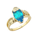 Women's Marquise Leaf Ring With  Personalized (LC)Birthstone In 10K Yellow Gold