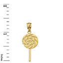 Solid Gold Retro Candy Swirl Lollipop Pendant Necklace (Yellow/Rose/White Gold)