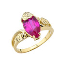 Marquise Leaf Ring With  Personalized (LC) Birthstone In 14K Yellow Gold