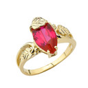 Marquise Leaf Ring With  Personalized (LC) Birthstone In 14K Yellow Gold