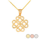 Woven Celtic Hearts Pendant Necklace in Gold (Yellow/ Rose/White)