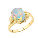 Personalized (LC) Birthstone Oval Floral Ladies Ring In Gold (Available in Yellow/Rose/White Gold)