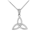 Celtic Knot Triquetra Trinity CZ Pendant Necklace in Sterling Silver