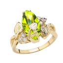 Beautiful Floral Personalized (LC) Birthstone Marquise Ring In Gold (Available in Yellow/Rose/White Gold)