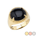 Gold Black Onyx Gemstone Rope Ring