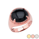 Rose Gold Black Onyx Gemstone Rope Ring