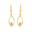 Filigree Two-Tone Diamond Teardrop Leverback Earrings (Available in Yellow/Rose/White Gold)