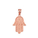 Textured Hamsa Pendant Necklace in Gold (Yellow/ Rose/White)