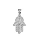 Textured Hamsa Pendant Necklace in Sterling Silver
