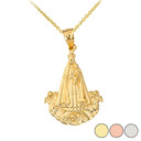 Virgen del Cobre (Large) Pendant Necklace in Gold (Yellow/ Rose/White)