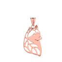 Alaskan Husky Cutout Silhouette Pendant Necklace In Gold (Yellow/Rose/White)