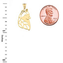 Alaskan Husky Cutout Silhouette Pendant Necklace In Gold (Yellow/Rose/White)