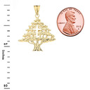 Lebanese Cedar Tree With Cut out Cross Pendant Necklace In Gold (Yellow/Rose/White)