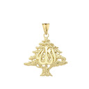 Lebanese Cedar Tree With (ALLAH)Pendant Necklace In Gold (Yellow/Rose/White)