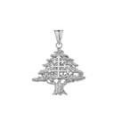 Lebanese Cedar Tree With Maronite Cross Pendant Necklace In Sterling Silver