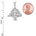 Lebanese Cedar Tree With Orthodox Cross Pendant Necklace In Sterling Silver