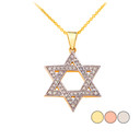 Star of David Diamond Pendant Necklace in Gold (Yellow/ Rose/White)