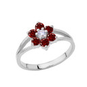 Dainty Milgrain Flower Personalized Birthstone Ring In Gold (Available in Yellow/Rose/White Gold)