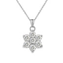 White Gold Custom Clear Birthstone Flower Pendant Necklace