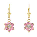 Dainty Milgrain Flower Personalized Birthstone Earring In 10K Gold