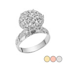 White Gold Cubic Zirconia Cluster Engagement Ring