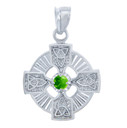 Silver Celtic Trinity Pendant with Peridot CZ Stone