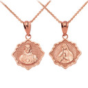 Reversible Virgin Mary and Jesus Christ Pendant Necklace in Solid Gold (Yellow/Rose/White)