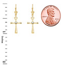 Solitaire Diamond Cross  Leverback Earring(Available In Yellow/Rose/White Gold)