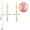 Solid Cross Leverback Earring In Gold (Yellow/Rose/White)