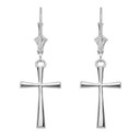 Cross Leverback Earring In Sterling Silver