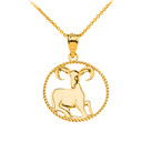 12 Astrological Zodiac Signs Rope Pendant Necklace in Solid Yellow Gold