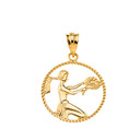 12 Astrological Zodiac Signs Rope Pendant Necklace in Solid Gold (Available in Yellow/Rose/White Gold)