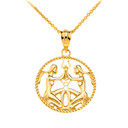 12 Astrological Zodiac Signs Rope Pendant Necklace in Solid Gold (Available in Yellow/Rose/White Gold)