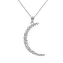 Crescent Moon With CZ Pendant Necklace in Sterling Silver