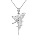 Diamond Angel Fairy Pendant Necklace In Gold (Yellow/Rose/White)