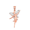 Diamond Angel Fairy Pendant Necklace In Gold (Yellow/Rose/White)