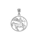 12 Astrological Zodiac Signs Rope Pendant Necklace in Sterling Silver