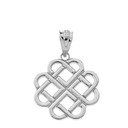 Interlocking Hearts Celtic Love Knot Pendant Necklace in Solid Gold (Yellow/Rose/White)