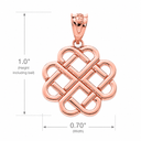 Solid Gold Interlocking Hearts Celtic Love Knot Pendant Necklace(Available in Yellow/Rose/White Gold)