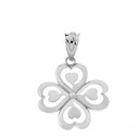 Good Luck Charm Shamrock Heart Clover Quartet Pendant Necklace in Sterling Silver