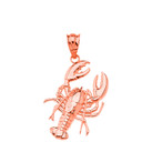 Sea Life Lobster Pendant Necklace in Solid Gold (Yellow/Rose/White)