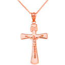 Jesus Christ Holy Cross in Solid Rose Gold