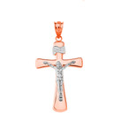 Jesus Christ Holy Cross in Solid Rose Gold Two Tone