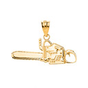 Timber Chainsaw Charm Pendant Necklace in Solid Gold (Yellow/Rose/White)