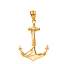 Nautical Anchor Rope Pendant Necklace in Solid Gold (Yellow/Rose/White)