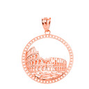 Historic Rome Colosseum Pendant Necklace in Solid Gold (Yellow/Rose/White)