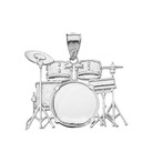 Rock Band Drum Set Pendant Necklace in Solid Gold (Yellow/Rose/White)