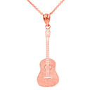 Rose Gold Acoustic Guitar Music Pendant Necklace