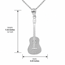 .925 Sterling Silver Acoustic Guitar Music Pendant Necklace