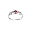 Genuine Ruby and Diamond Modern Engagement/Promise Ring in Sterling Silver